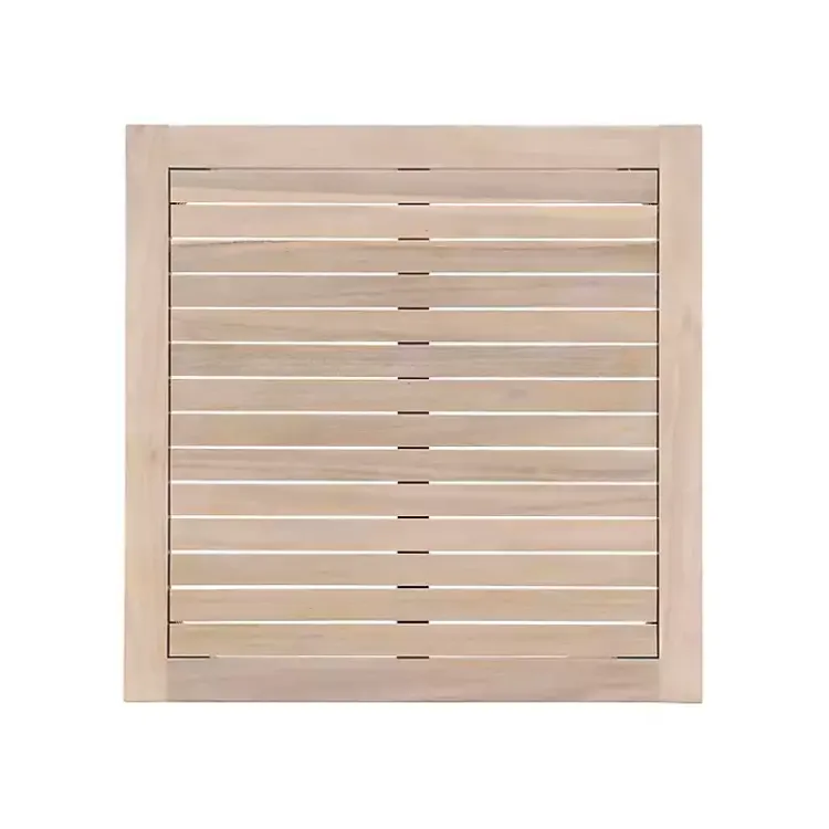 Outdoor Tables-Kirklands Home Square Natural Wood Slatted Outdoor Coffee Table Tan
