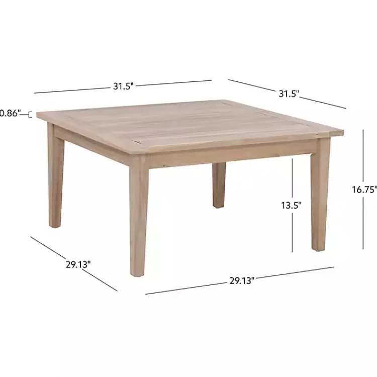 Outdoor Tables-Kirklands Home Square Natural Wood Slatted Outdoor Coffee Table Tan