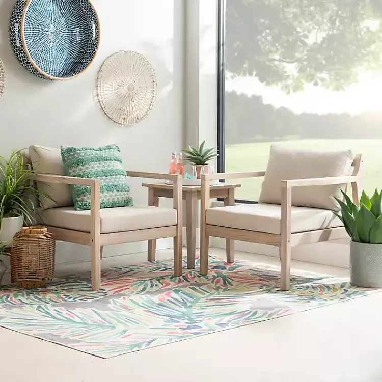 Outdoor Seating-Kirklands Home Natural Acacia Wood 2-pc. Outdoor Accent Chair Set Tan