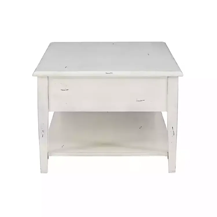 Coffee Tables-Kirklands Home Distressed Cream Wood 3-Drawer Coffee Table Ivory