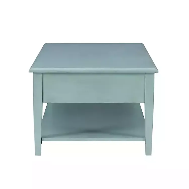 Coffee Tables-Kirklands Home Distressed Turquoise Wood 3-Drawer Coffee Table Blue