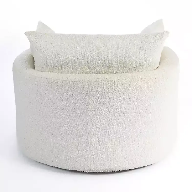Accent Chairs-Kirklands Home Round Cream Boucle Swivel Accent Chair Ivory