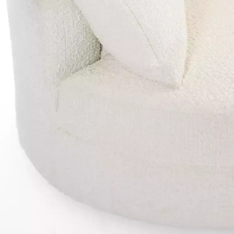 Accent Chairs-Kirklands Home Round Cream Boucle Swivel Accent Chair Ivory