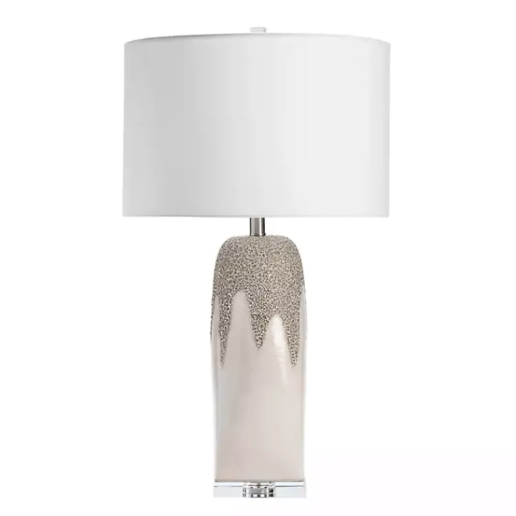 Table Lamps-Kirklands Home Ivory Ceramic Textured Base Table Lamp White