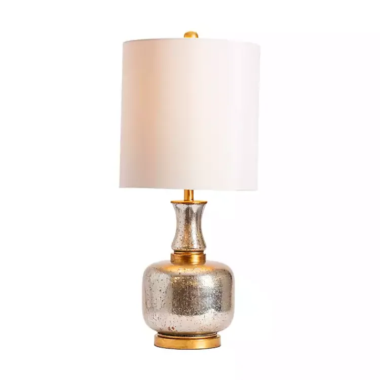 Table Lamps-Kirklands Home Silver and Gold Mercury Glass Table Lamp White