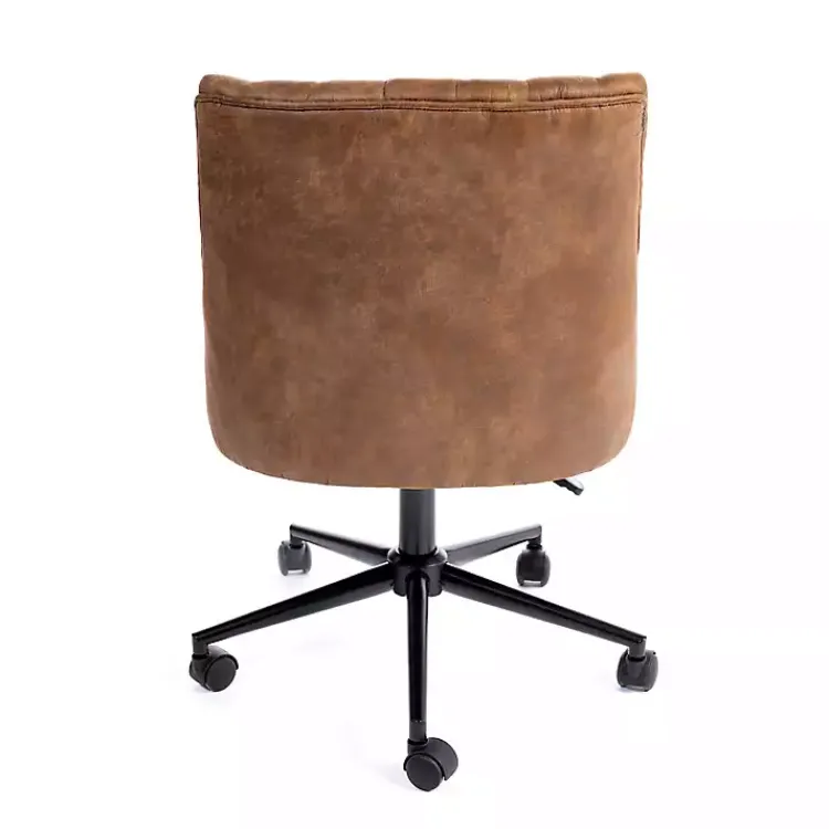 Office Furniture-Kirklands Home Wyatt Faux Leather Swivel Office Chair Brown
