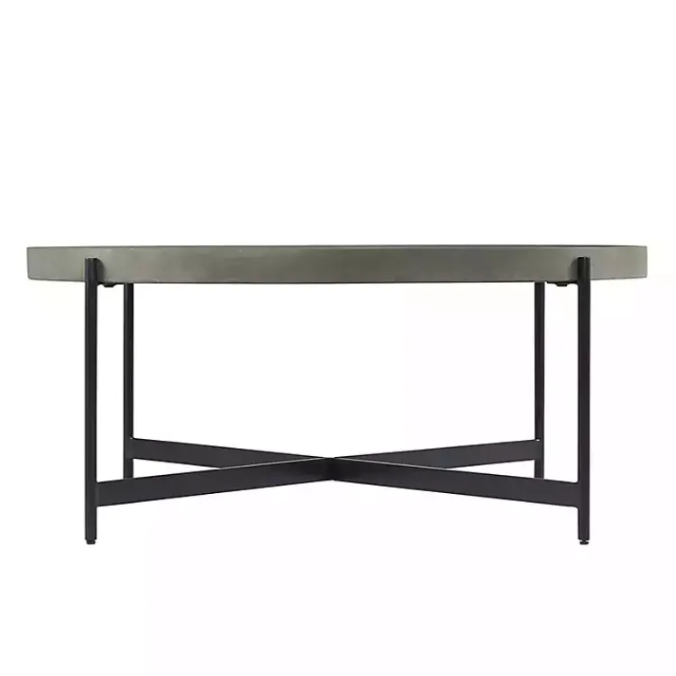 Coffee Tables-Kirklands Home Concrete Round Tray Top Coffee Table