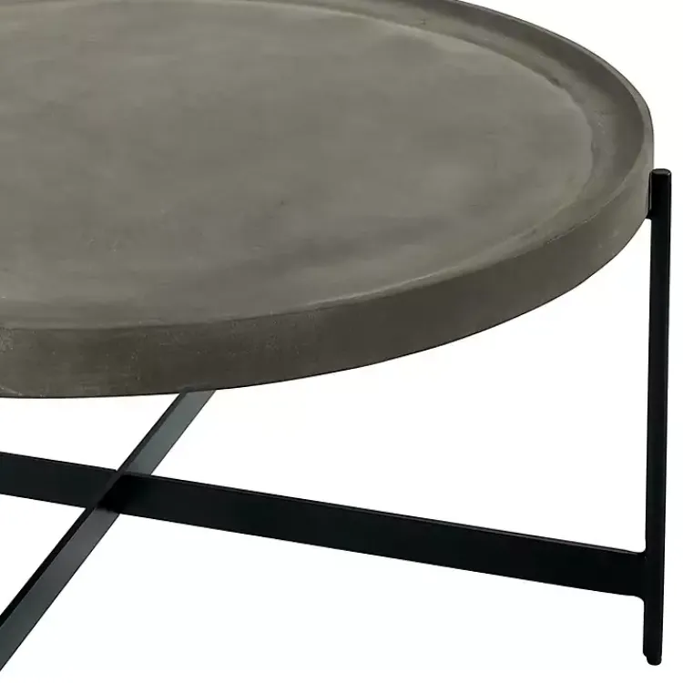 Coffee Tables-Kirklands Home Concrete Round Tray Top Coffee Table