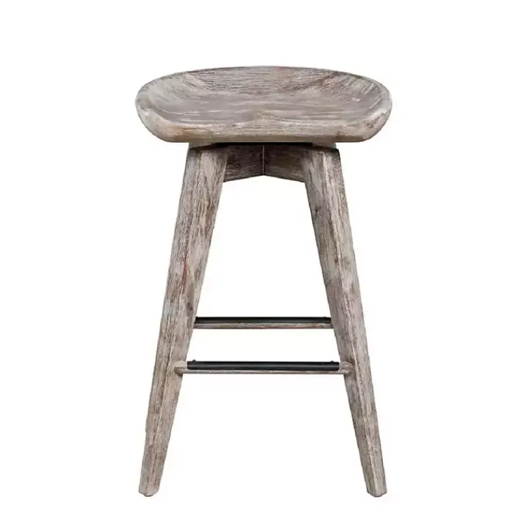 Bar Stools & Counter Height Stools-Kirklands Home Wirebrushed Barnwood Swivel Counter Stool
