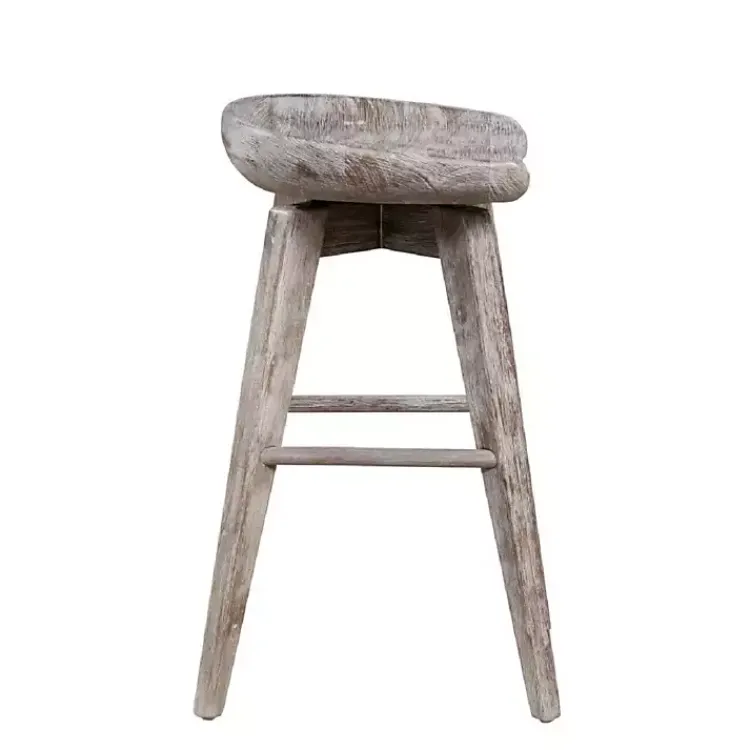 Bar Stools & Counter Height Stools-Kirklands Home Wirebrushed Barnwood Swivel Counter Stool