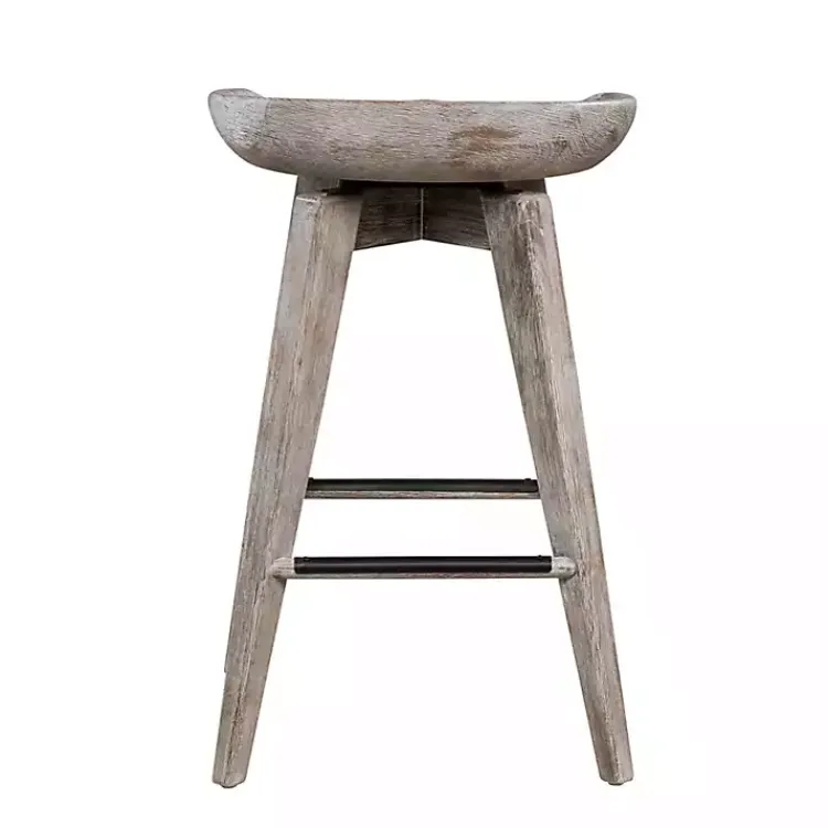 Bar Stools & Counter Height Stools-Kirklands Home Wirebrushed Barnwood Swivel Counter Stool