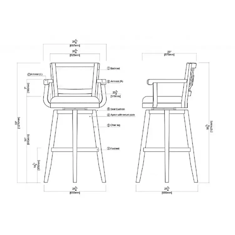 Bar Stools & Counter Height Stools-Kirklands Home Wood and Faux Leather Swivel Bar Stool Brown