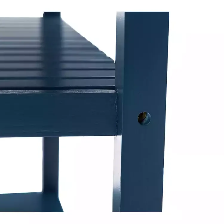 Kitchen Islands & Bar Carts-Kirklands Home Navy Wood and Stainless Steel Top Kitchen Cart Blue