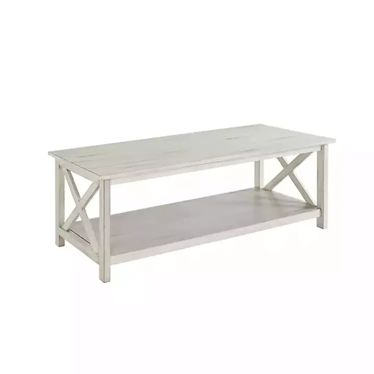 Coffee Tables-Kirklands Home Antique washed Wood Coffee Table White