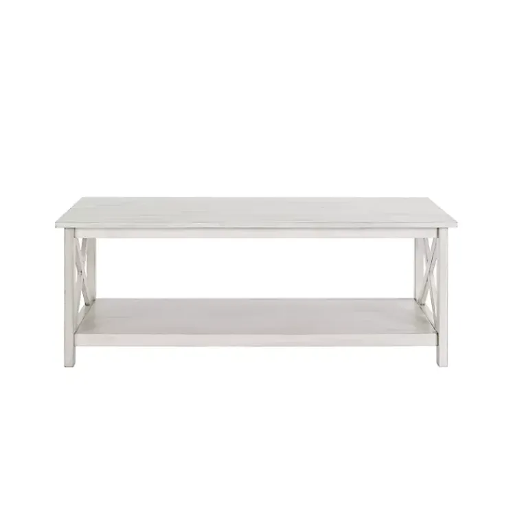 Coffee Tables-Kirklands Home Antique washed Wood Coffee Table White