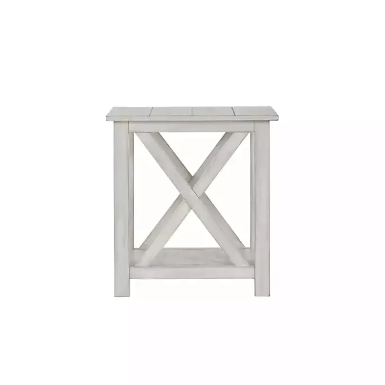 Accent & End Tables-Kirklands Home Antique washed Wood Square Side Table White