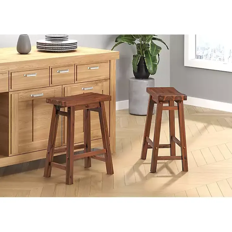 Bar Stools & Counter Height Stools-Kirklands Home Chestnut Sonoma Saddle Counter Stools, Set of 2 Brown