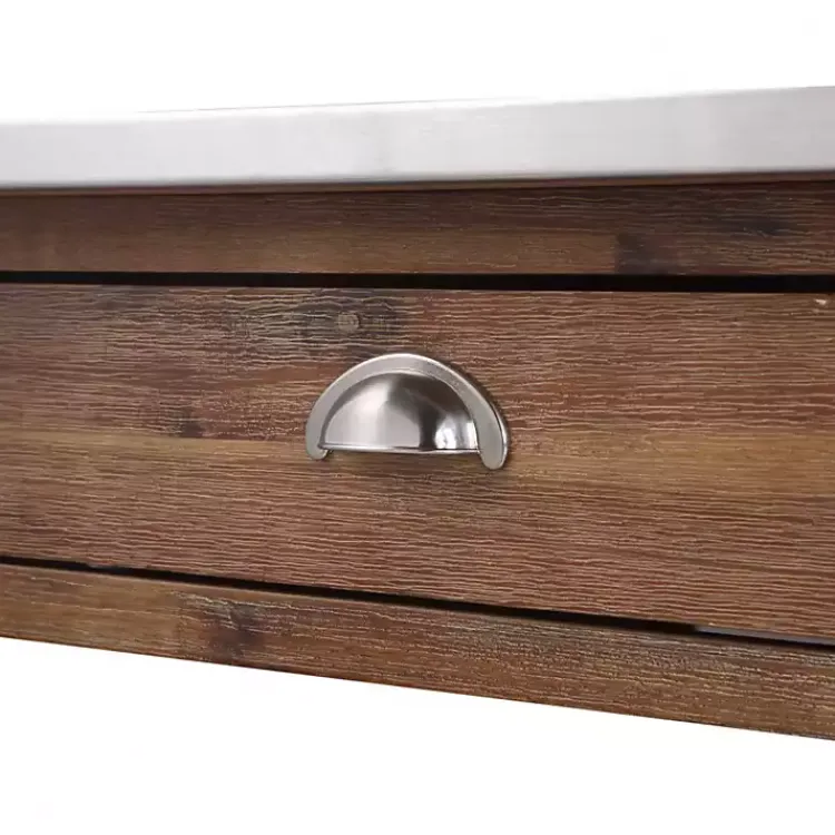 Kitchen Islands & Bar Carts-Kirklands Home Barnwood Sonoma Stainless Steel Top Kitchen Cart Brown