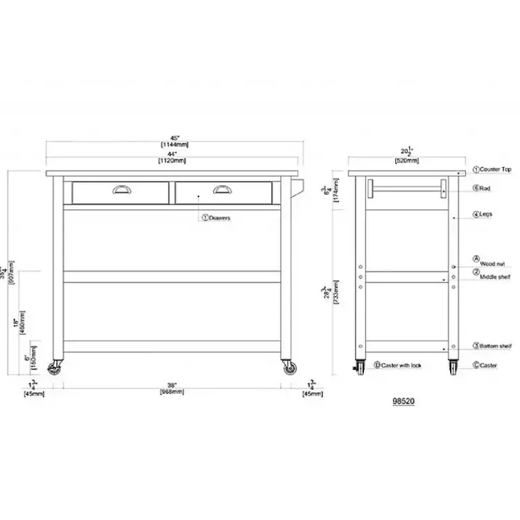 Kitchen Islands & Bar Carts-Kirklands Home Barnwood Sonoma Stainless Steel Top Kitchen Cart Brown