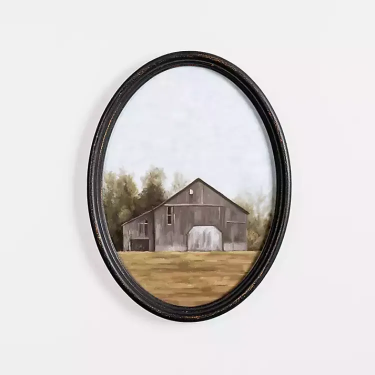 Framed Art-Kirklands Home Barn Landscape Oval Framed Art Print