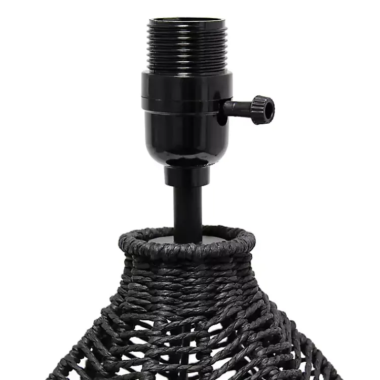 Table Lamps-Kirklands Home Black Rope Woven Table Lamp White