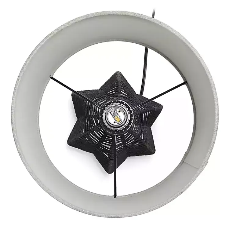 Table Lamps-Kirklands Home Black Rope Woven Table Lamp White