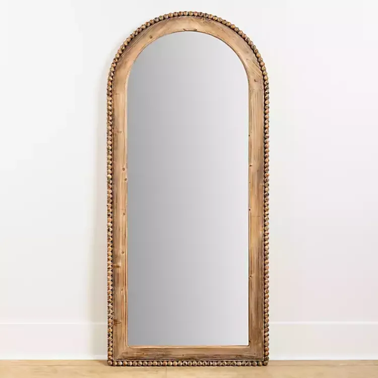 Decorative Mirrors-Kirklands Home Natural Wood Beaded Arch Leaner Mirror