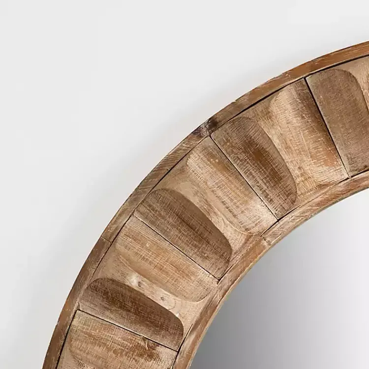 Decorative Mirrors-Kirklands Home Round Natural Textured Wood Wall Mirror