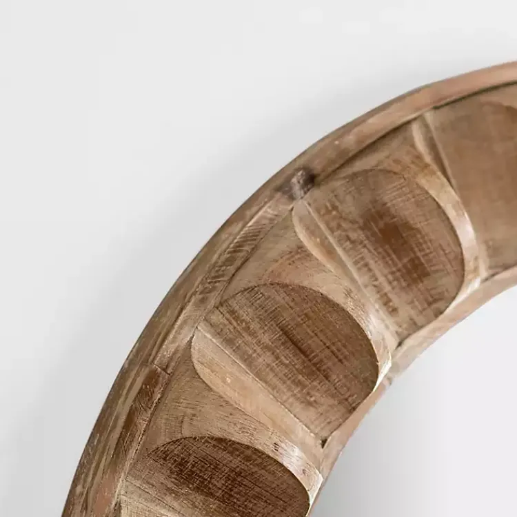 Decorative Mirrors-Kirklands Home Round Natural Textured Wood Wall Mirror