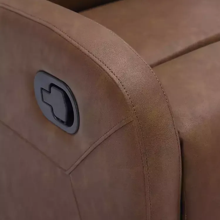 Accent Chairs-Kirklands Home Faux Leather Upholstered Slim Recliner Brown