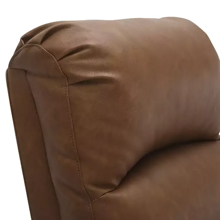 Accent Chairs-Kirklands Home Faux Leather Upholstered Slim Recliner Brown