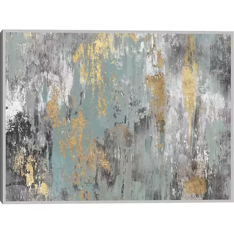 Canvas Art-Kirklands Home Blue and Gold Ikat Framed Canvas Art Print