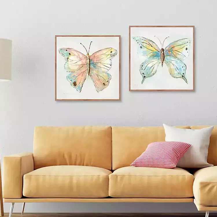 Canvas Art-Kirklands Home Colorful Butterfly Framed Canvas Prints, Set of 2 Multi