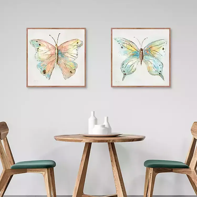 Canvas Art-Kirklands Home Colorful Butterfly Framed Canvas Prints, Set of 2 Multi