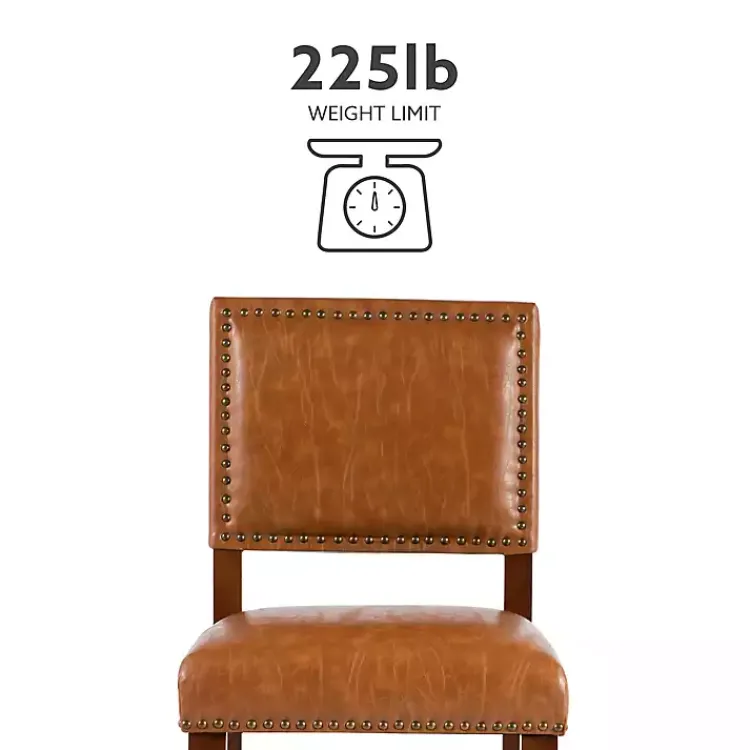 Bar Stools & Counter Height Stools-Kirklands Home Brown Faux Leather Square Classic Counter Stool Tan