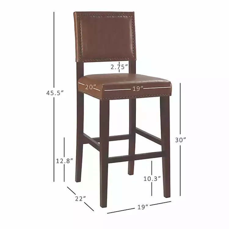 Bar Stools & Counter Height Stools-Kirklands Home Brown Faux Leather Square Classic Bar Stool Tan