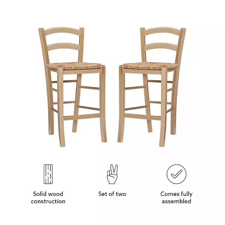 Bar Stools & Counter Height Stools-Kirklands Home Wood and Seagrass Counter Stools, Set of 2 Brown