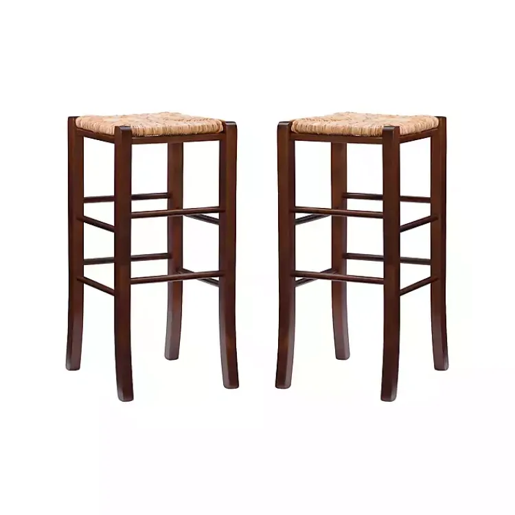 Bar Stools & Counter Height Stools-Kirklands Home Wood Seagrass Backless 2-pc. Bar Stool Set Brown