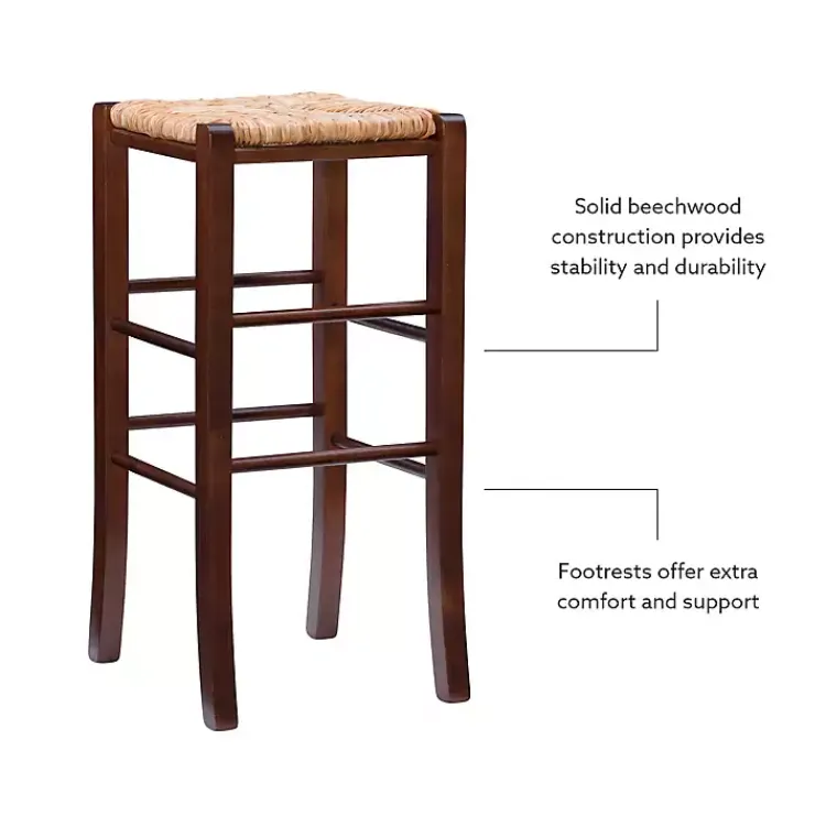 Bar Stools & Counter Height Stools-Kirklands Home Wood Seagrass Backless 2-pc. Bar Stool Set Brown