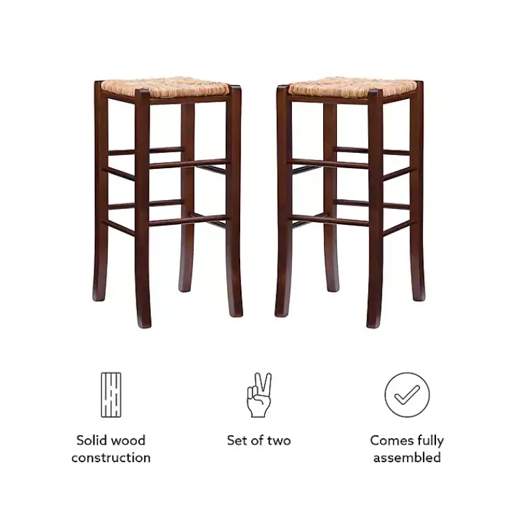 Bar Stools & Counter Height Stools-Kirklands Home Wood Seagrass Backless 2-pc. Bar Stool Set Brown