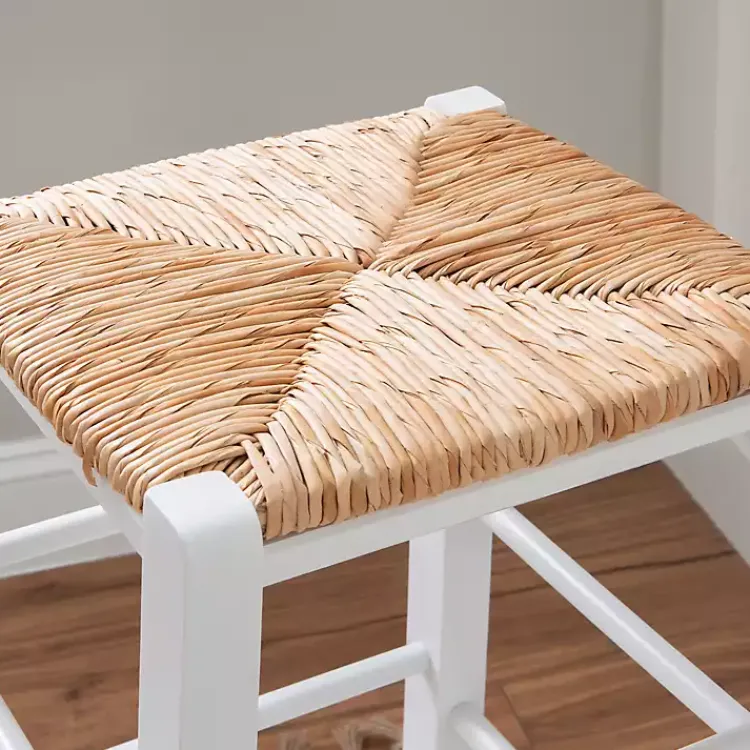 Bar Stools & Counter Height Stools-Kirklands Home White Wood Seagrass Backless 2-pc. Bar Stool Set Tan