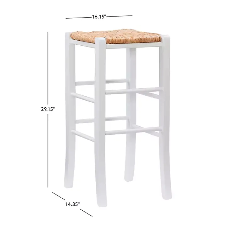 Bar Stools & Counter Height Stools-Kirklands Home White Wood Seagrass Backless 2-pc. Bar Stool Set Tan
