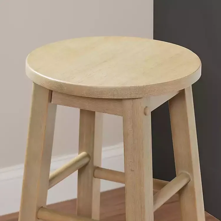 Bar Stools & Counter Height Stools-Kirklands Home Rustic Wood Pub Classic Backless Bar Stool Tan