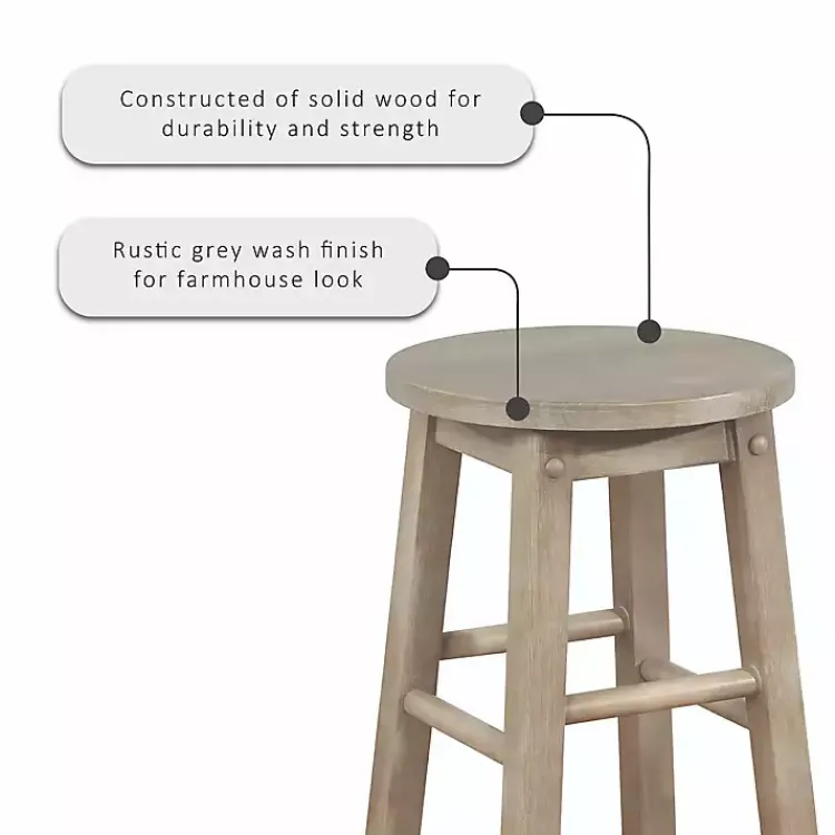 Bar Stools & Counter Height Stools-Kirklands Home Rustic Wood Pub Classic Backless Bar Stool Tan