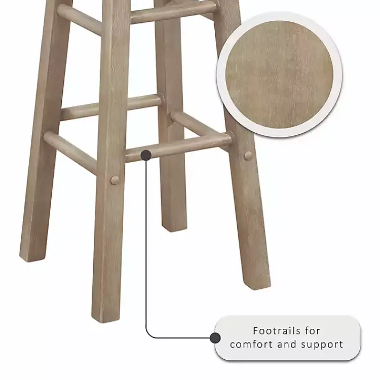 Bar Stools & Counter Height Stools-Kirklands Home Rustic Wood Pub Classic Backless Bar Stool Tan