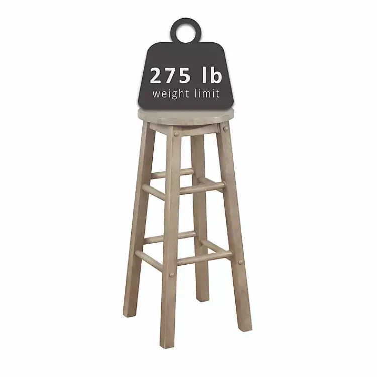 Bar Stools & Counter Height Stools-Kirklands Home Rustic Wood Pub Classic Backless Bar Stool Tan