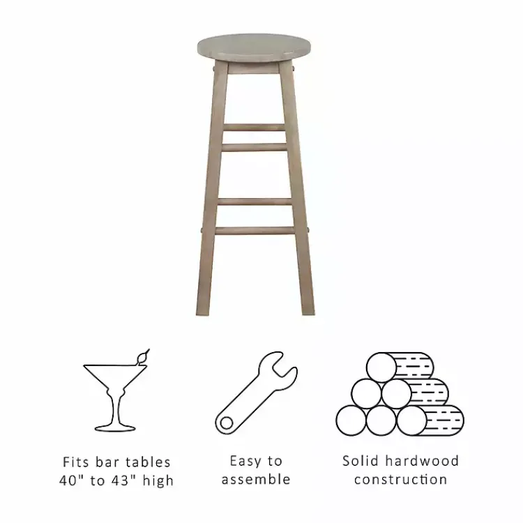 Bar Stools & Counter Height Stools-Kirklands Home Rustic Wood Pub Classic Backless Bar Stool Tan