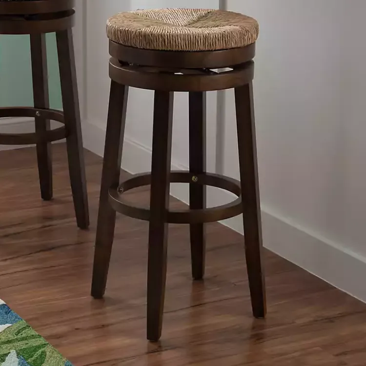 Bar Stools & Counter Height Stools-Kirklands Home Dark Seagrass Swivel Bar Stool Brown