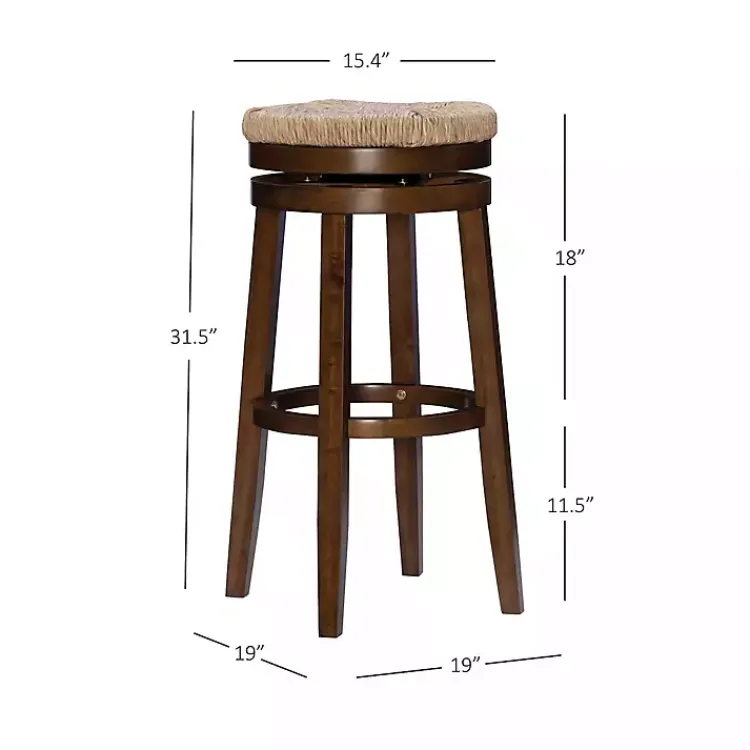 Bar Stools & Counter Height Stools-Kirklands Home Dark Seagrass Swivel Bar Stool Brown