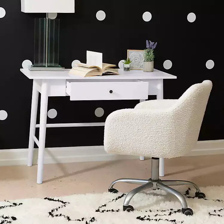 Office Furniture-Kirklands Home Dark Wood 1-Drawer Midcentury Modern Desk Brown